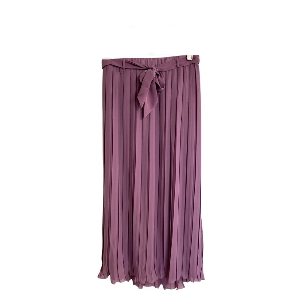 Joie lavender lilac spring chiffon pleated elastic waist tie belt maxi skirt L